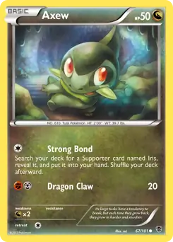 Axew Pokemon card from Plasma Blast