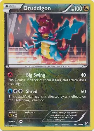 Druddigon Reverse Holo Pokemon card from Plasma Blast