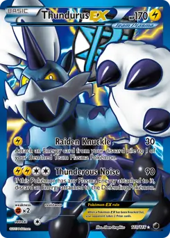 Full Art Thundurus EX Pokemon card from Plasma Freeze