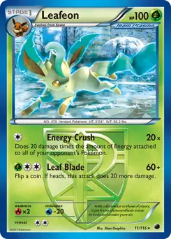 Leafeon Pokemon card from Plasma Freeze