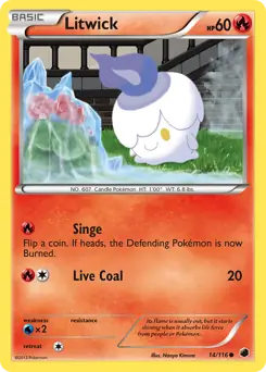 Litwick Pokemon card from Plasma Freeze