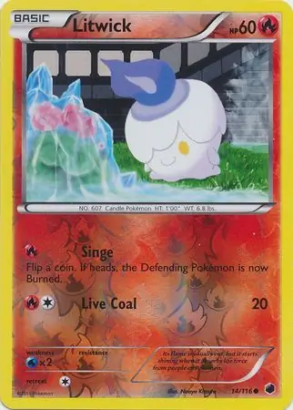 Litwick Reverse Holo Pokemon card from Plasma Freeze