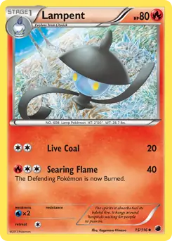 Lampent Pokemon card from Plasma Freeze