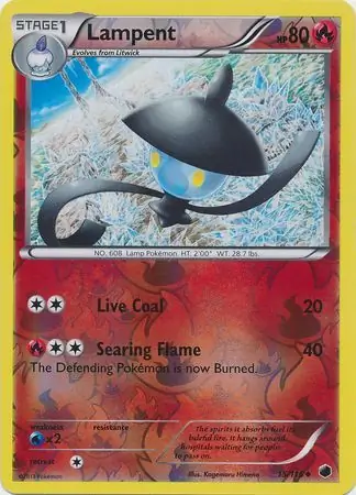 Lampent Reverse Holo Pokemon card from Plasma Freeze