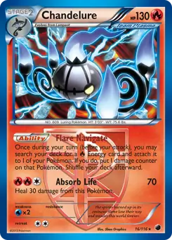Chandelure Holo Pokemon card from Plasma Freeze