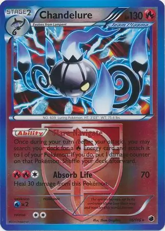 Chandelure Reverse Holo Pokemon card from Plasma Freeze