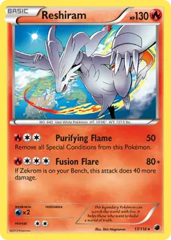 Reshiram Holo Pokemon card from Plasma Freeze