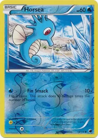 Horsea Reverse Holo Pokemon card from Plasma Freeze