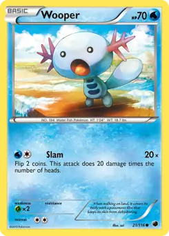 Wooper Pokemon card from Plasma Freeze