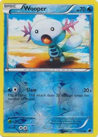 Wooper Reverse Holo Pokemon card from Plasma Freeze