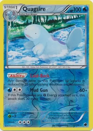 Quagsire Reverse Holo Pokemon card from Plasma Freeze
