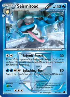 Seismitoad Pokemon card from Plasma Freeze