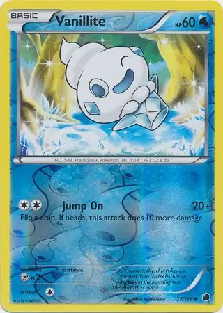 Vanillite Reverse Holo Pokemon card from Plasma Freeze