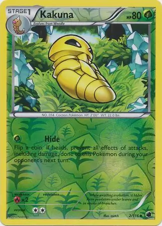 Kakuna Reverse Holo Pokemon card from Plasma Freeze