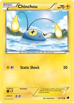 Chinchou Pokemon card from Plasma Freeze