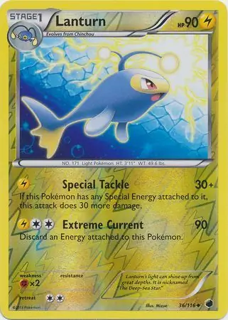 Lanturn Reverse Holo Pokemon card from Plasma Freeze