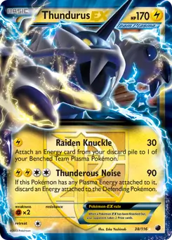 Thundurus EX Pokemon card from Plasma Freeze