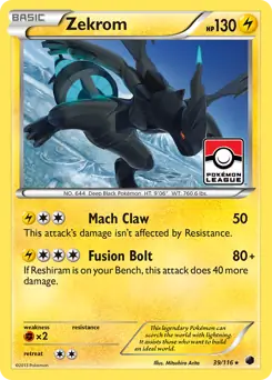 Zekrom Holo Pokemon card from Plasma Freeze