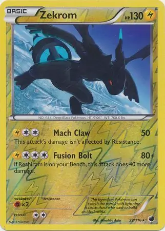 Zekrom Reverse Holo Pokemon card from Plasma Freeze