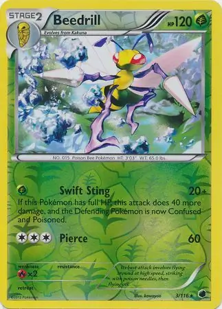 Beedrill Reverse Holo Pokemon card from Plasma Freeze