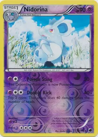 Nidorina Reverse Holo Pokemon card from Plasma Freeze