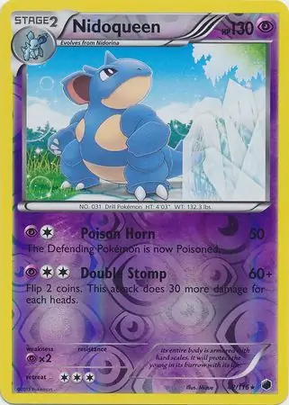 Nidoqueen Reverse Holo Pokemon card from Plasma Freeze