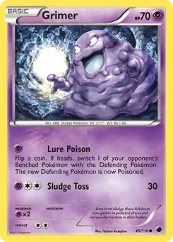 Grimer Pokemon card from Plasma Freeze