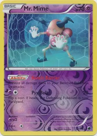 Mr. Mime Reverse Holo Pokemon card from Plasma Freeze
