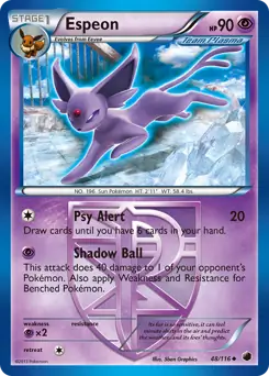 Espeon Pokemon card from Plasma Freeze