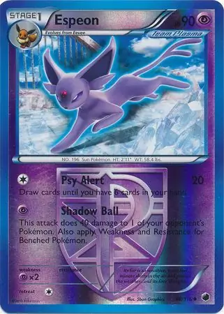 Espeon Reverse Holo Pokemon card from Plasma Freeze