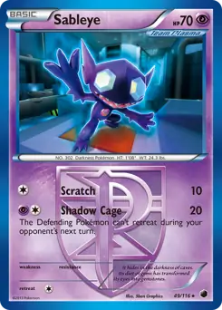 Sableye Pokemon card from Plasma Freeze