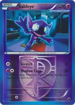 Sableye Reverse Holo Pokemon card from Plasma Freeze