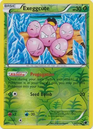 Exeggcute Reverse Holo Pokemon card from Plasma Freeze