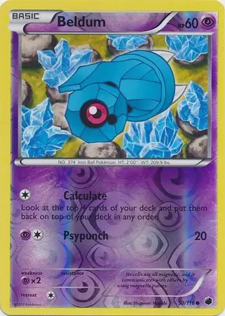 Beldum Reverse Holo Pokemon card from Plasma Freeze