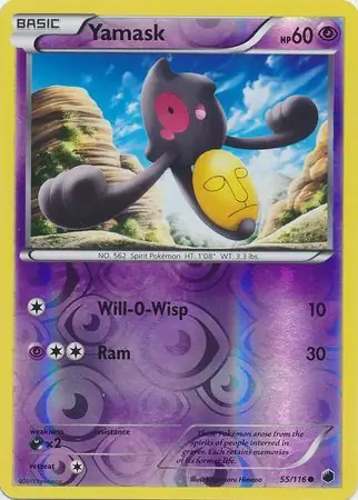 Yamask Reverse Holo Pokemon card from Plasma Freeze