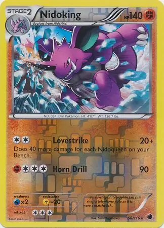 Nidoking Reverse Holo Pokemon card from Plasma Freeze