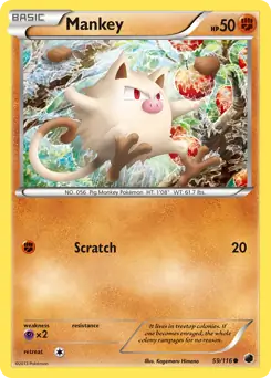 Mankey Pokemon card from Plasma Freeze