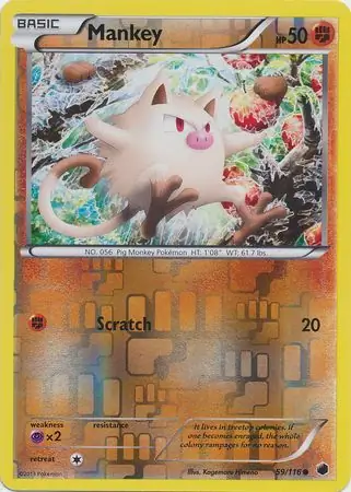 Mankey Reverse Holo Pokemon card from Plasma Freeze