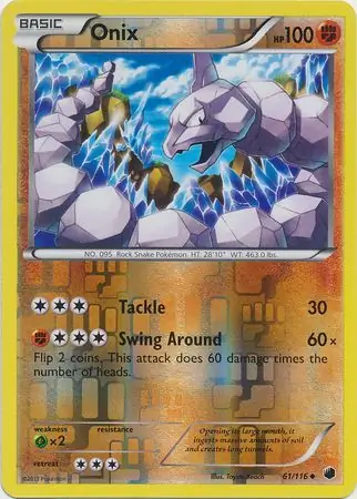 Onix Reverse Holo Pokemon card from Plasma Freeze
