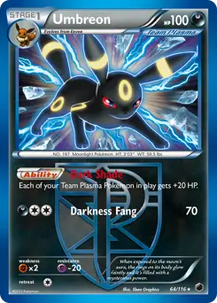 Umbreon Pokemon card from Plasma Freeze