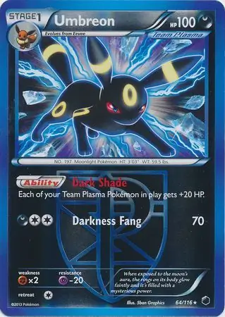 Umbreon Reverse Holo Pokemon card from Plasma Freeze