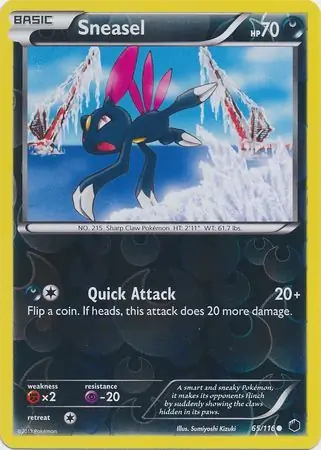 Sneasel Reverse Holo Pokemon card from Plasma Freeze