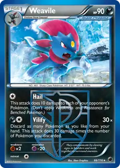 Weavile Pokemon card from Plasma Freeze