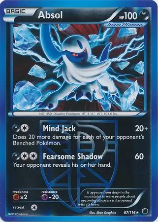 Absol Reverse Holo Pokemon card from Plasma Freeze