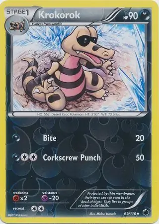 Krokorok Reverse Holo Pokemon card from Plasma Freeze