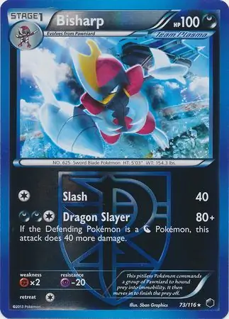 Bisharp Reverse Holo Pokemon card from Plasma Freeze