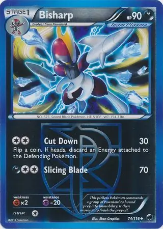 Bisharp Reverse Holo Pokemon card from Plasma Freeze