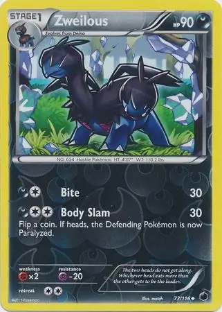 Zweilous Reverse Holo Pokemon card from Plasma Freeze