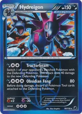 Hydreigon Reverse Holo Pokemon card from Plasma Freeze