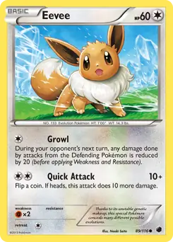 Eevee Pokemon card from Plasma Freeze